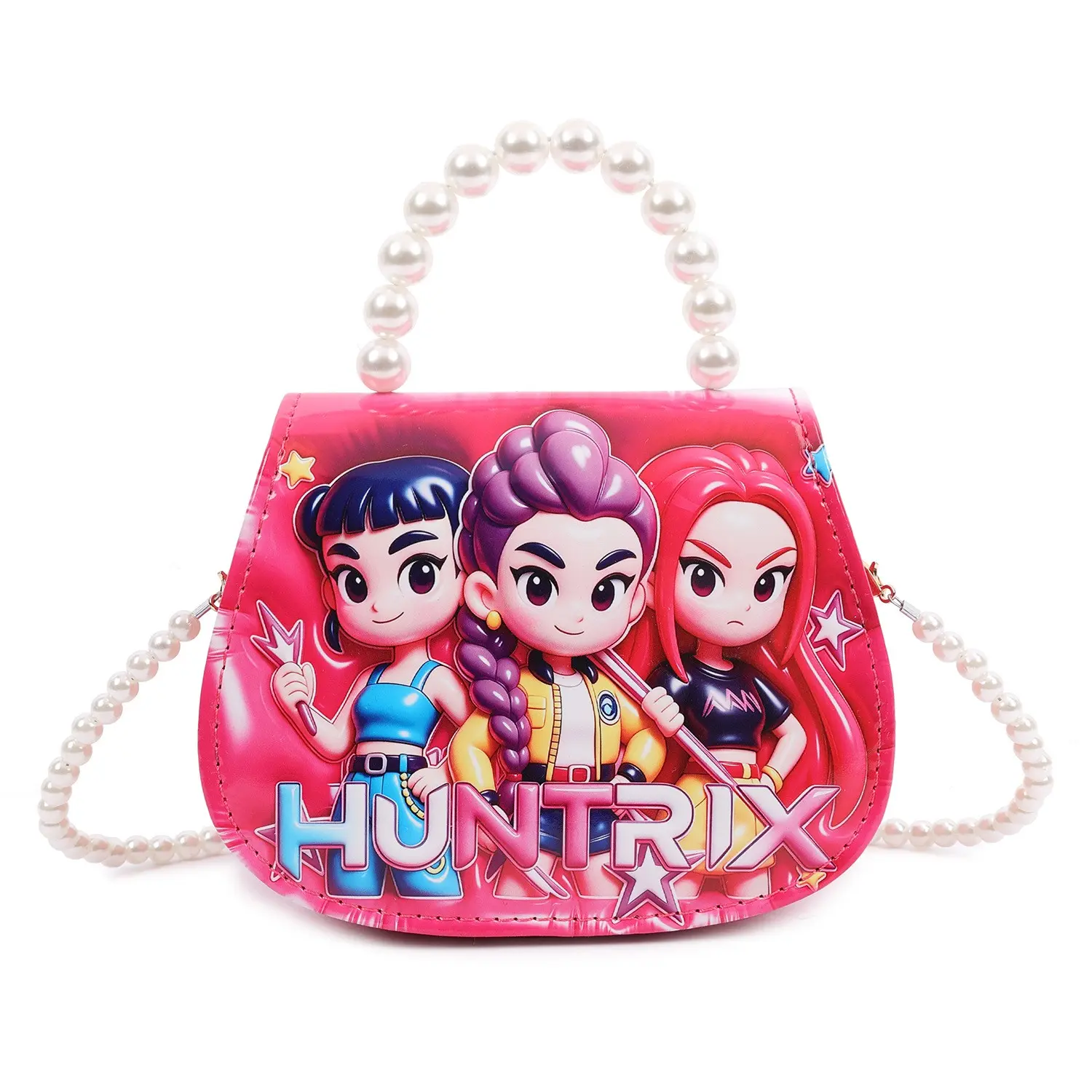 3D New Bag, Witch Group Coin Purse, Kpop Anime Cute Storage Bag, Pearl Strap Shoulder Crossbody Bag, PU Leather Handbag, Fashionable Purse