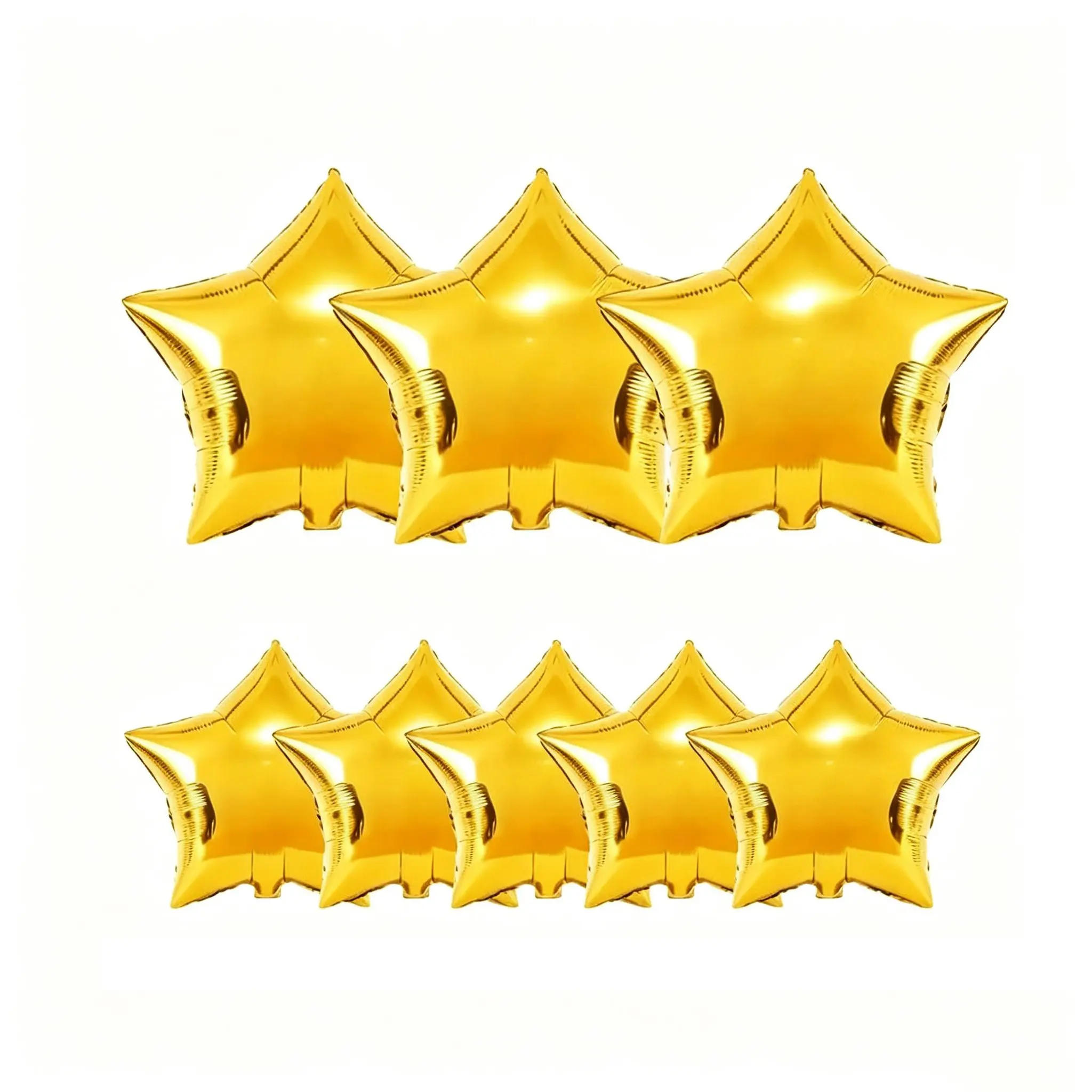 8pcs Gold Star Foil Balloons Set, 18in & 10in Helium Supported Star Mylar Balloons, Perfect Decor for Birthday, Graduation & Wedding Party Celebrations