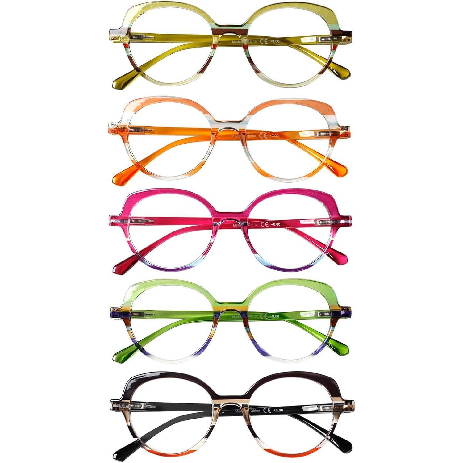 DEAAOK 5 Pack Reading Glasses for Man Women Blue Light Blocking Spring Hinge Fashion