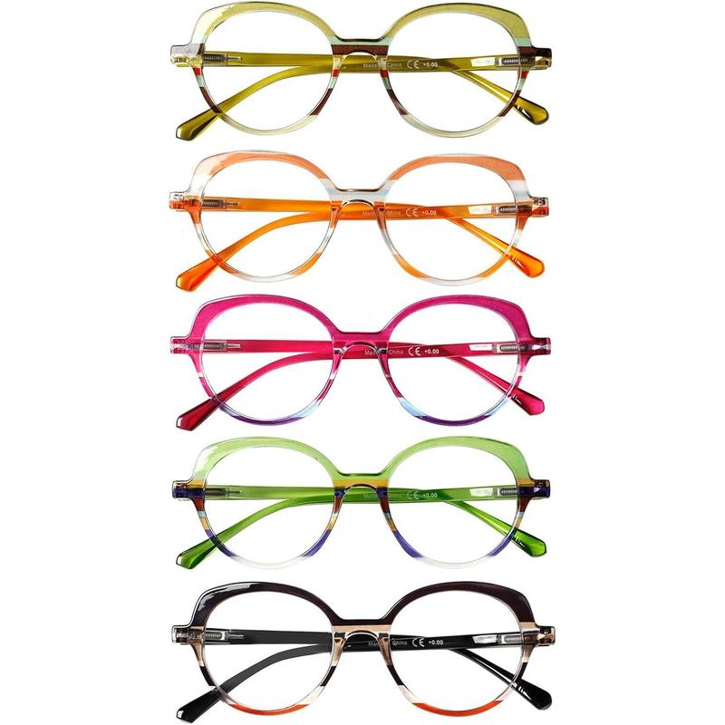 DEAAOK 5 Pack Reading Glasses for Man Women Blue Light Blocking Spring Hinge Fashion