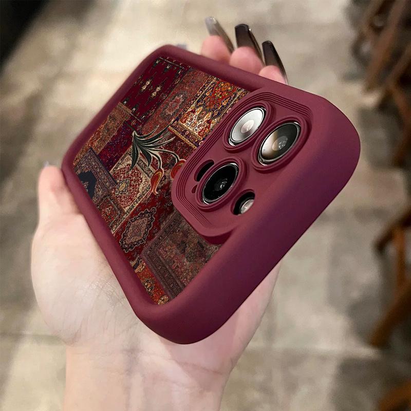 Phone Case - Retro Art Style Collage Red Tulip Pattern Phone Case for iPhone 17 E Air Pro ProMax iPhone16 15 14 Plus 13 12 Mini 11 X XS XR Premium Matte Frosted Th