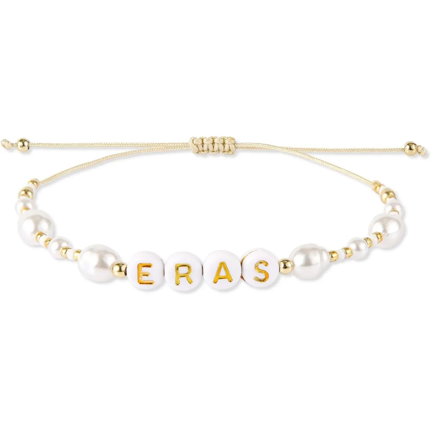 Eras Beaded Bracelet, Engraved Eras  Letters Delicate  Beaded Bracelet Adjustable Chain Friendship Inspired Beaded Bracelet  for Women Festival Tour Party