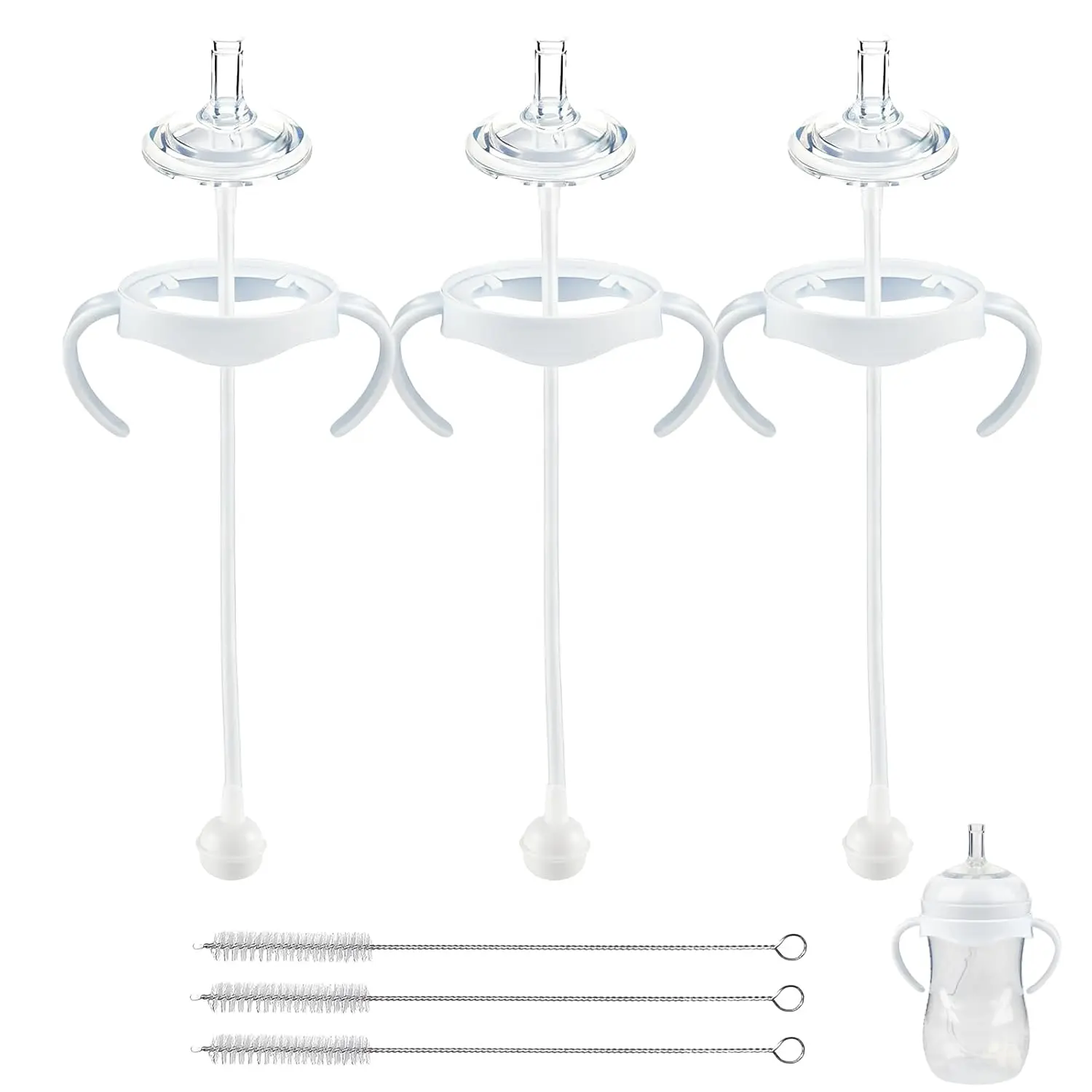 Philips Avent Natural Baby Bottle to Straw Cup Conversion Kit (6+ Months) - Silicone Soft Nipple Tip, Weighted Straw, Bottle Handle, Set of 3