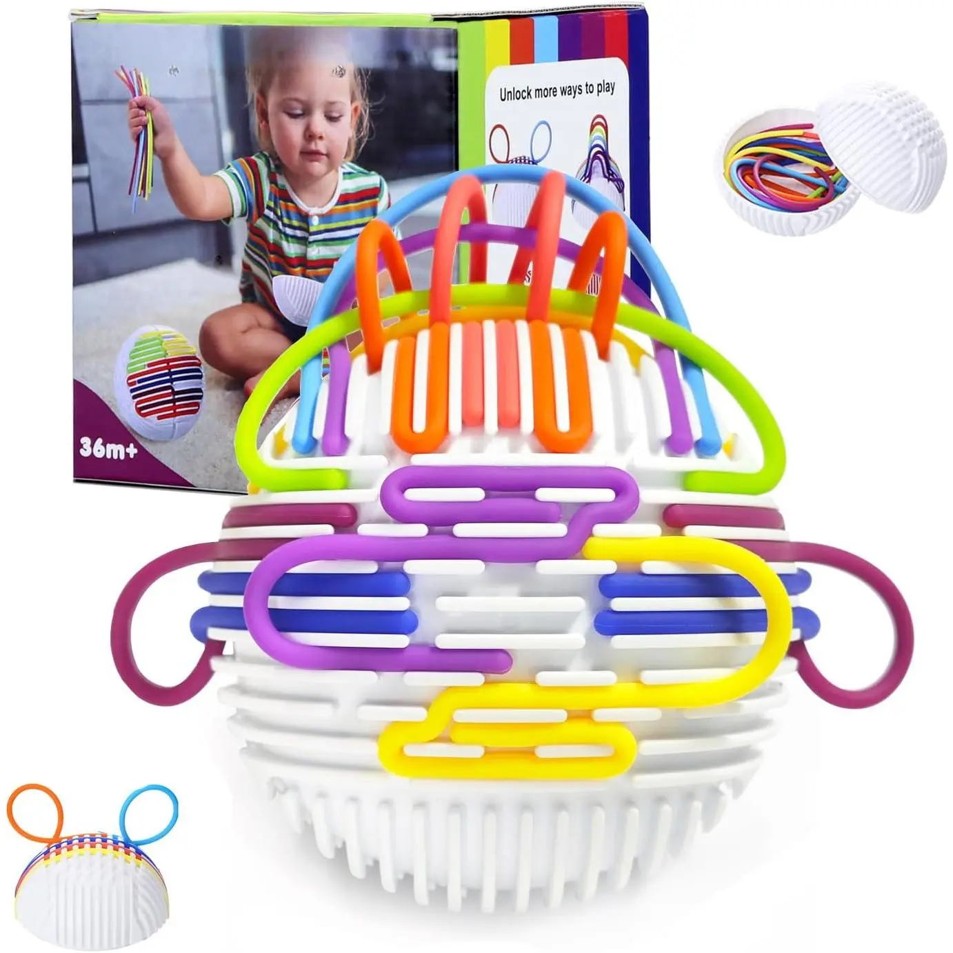 Sensory Fidget Toys  Kids Adults, Sensory Activity Ball with16 Strings  Anxiety Relief, Autism ADHD Calming Toys, Travel Fidget Toys  Girls & Boys New model