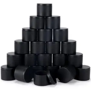 24 Pieces 4 oz Black Candle Tins with Lids, Candle Jars Containers for Candle Making, Arts & Crafts, Storage and Gifts