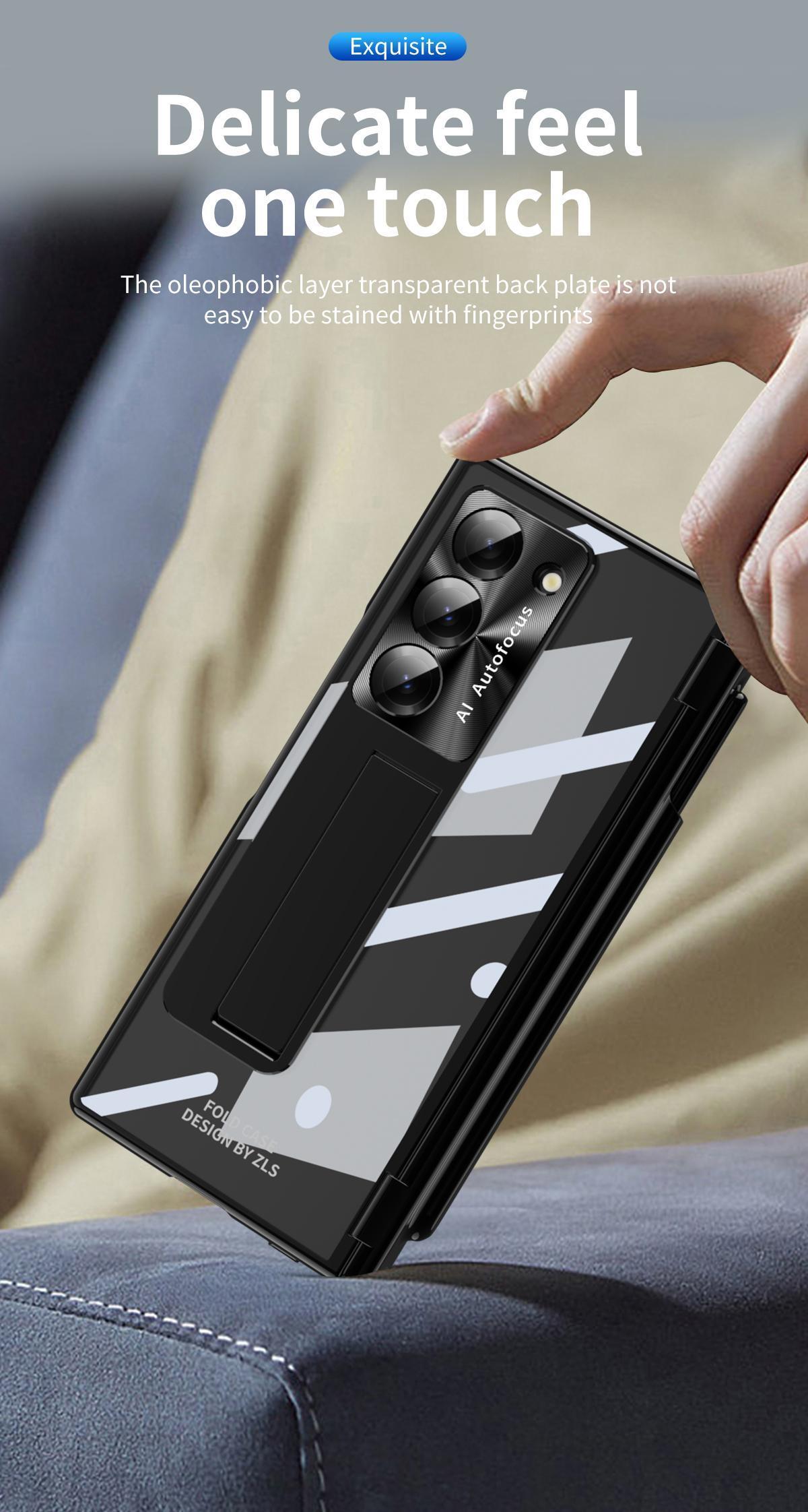 Premium Luxury Transparent Electroplated Case for Samsung Galaxy Z Fold 7/6/5/4/3, Built-in Screen Protector & Magnetic Hinge Protective Cover