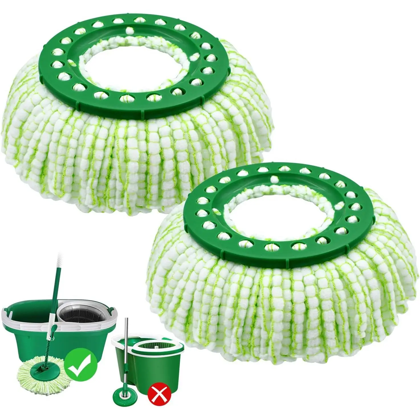 Tornado Spin Mop Replaceable Heads, 2-Piece Sets with 14 in Microfiber Cloths, Washable Refills for New Libman Tornado Spin Mop System (Not Compatible with Old Version, Ideal for Hardwood Floors)