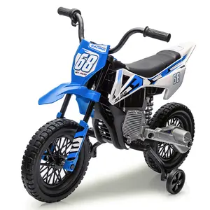12V Kids Electric Dirt Bike, Motorcycle Ride-On Toy with 25W*2 Motor, Twist Grip Throttle, Training Wheels, Spring Suspension, for Ages 3+
