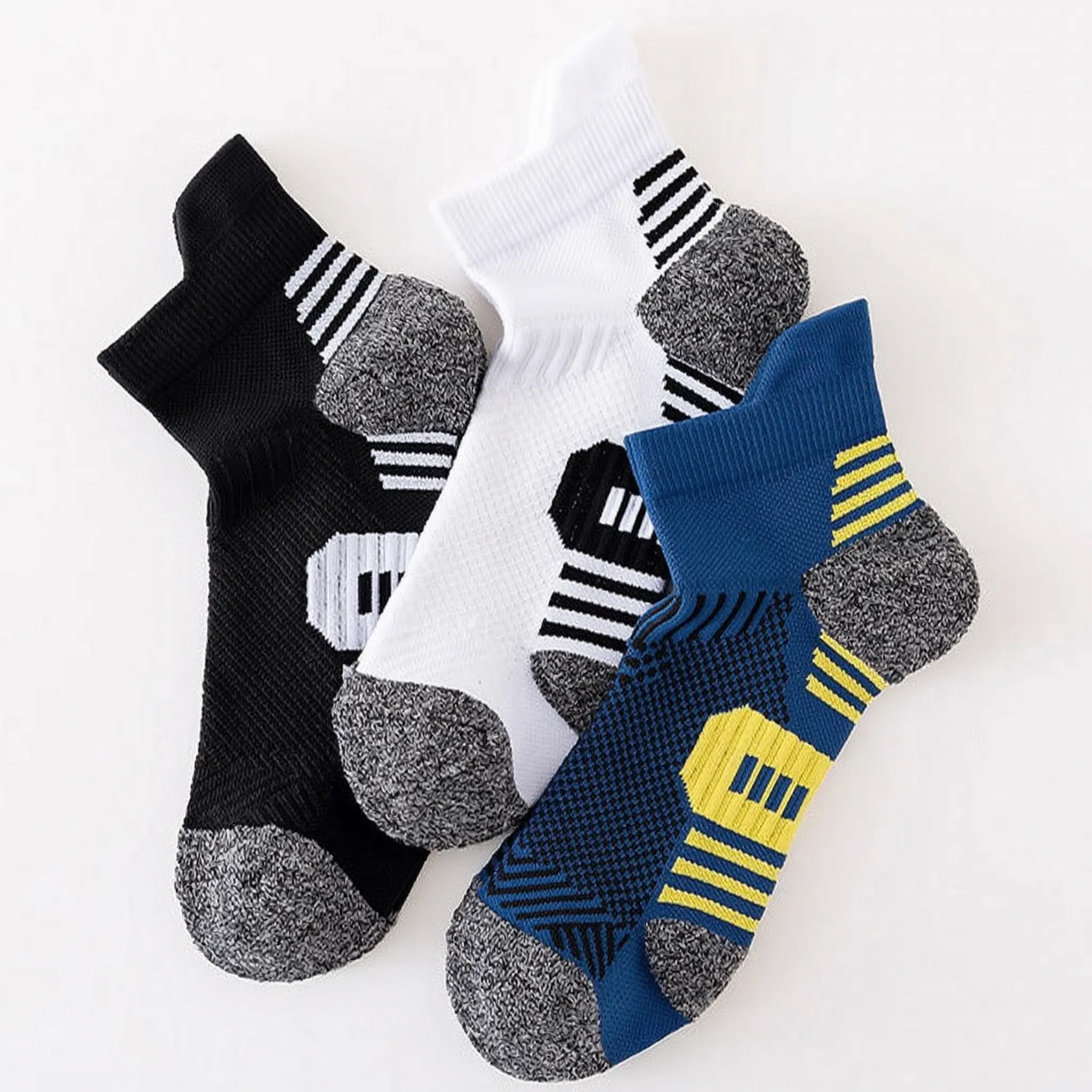 3-Pair Pack Athletic Quarter Socks - Breathable Running & Workout Socks with Cushioned Sole and Mesh Ventilation
