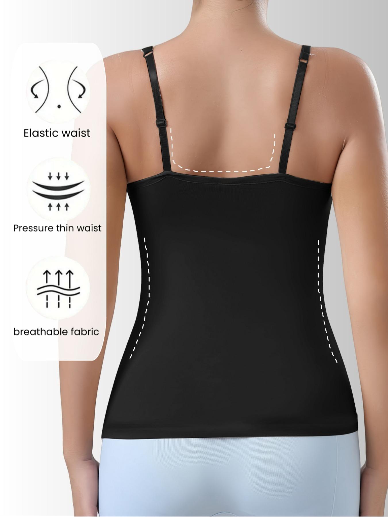 Women's Solid Color Padded Shapewear Cami Top, Adjustable Straps,Breathable Comfortable Shaper Top, Built in Bra,Tummy Control Compression Shapewear for Daily Wear or Outdoor,Ladies Underwear for Fall & Winter,Soft Stretch Fabric,Keep Warm Lingerie