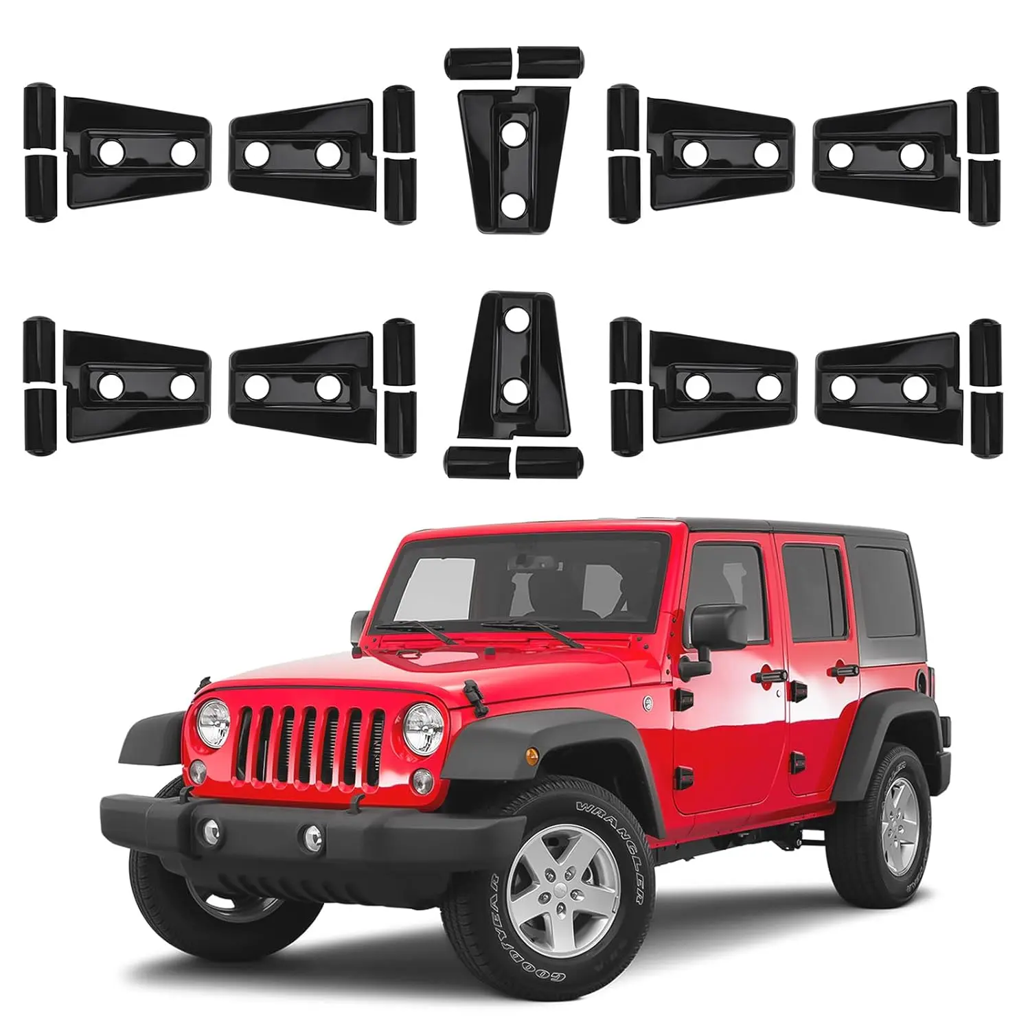 10PCS Door Hinge Cover Trim Exterior Accessories Fit for Jeep Wrangler JK Unlimited 2007-2018 4 Door