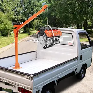 1100LB Electric Truck Crane ,360° Swivel Heavy Duty Folding Jib Crane  with 3500LB Winch, Adjustable Height/Length Boom for Pickup Mounting - Construction, Farming, Industrial Lifting Solution