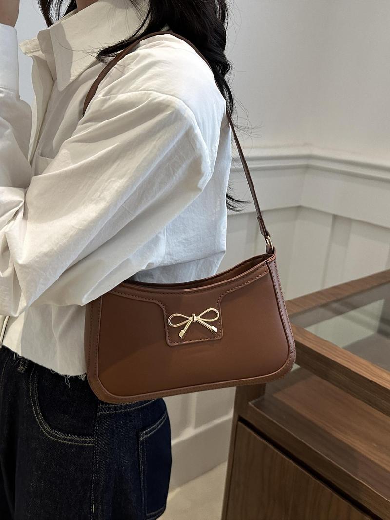 Women's Bow Decorated, Fashionable Solid Color for Daily Used, Casual Trendy Versatile High-quality Daily Commuting Bag Handbag Shoulder Purse