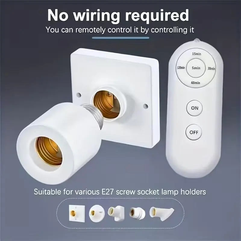 E27 Timer Socket with 15/30/60 Minute Timer, Smart Home Automation, Easy Installation, Compatible with E27 Bulbs, Ideal for Bedroom and Living Room, Modern Socket