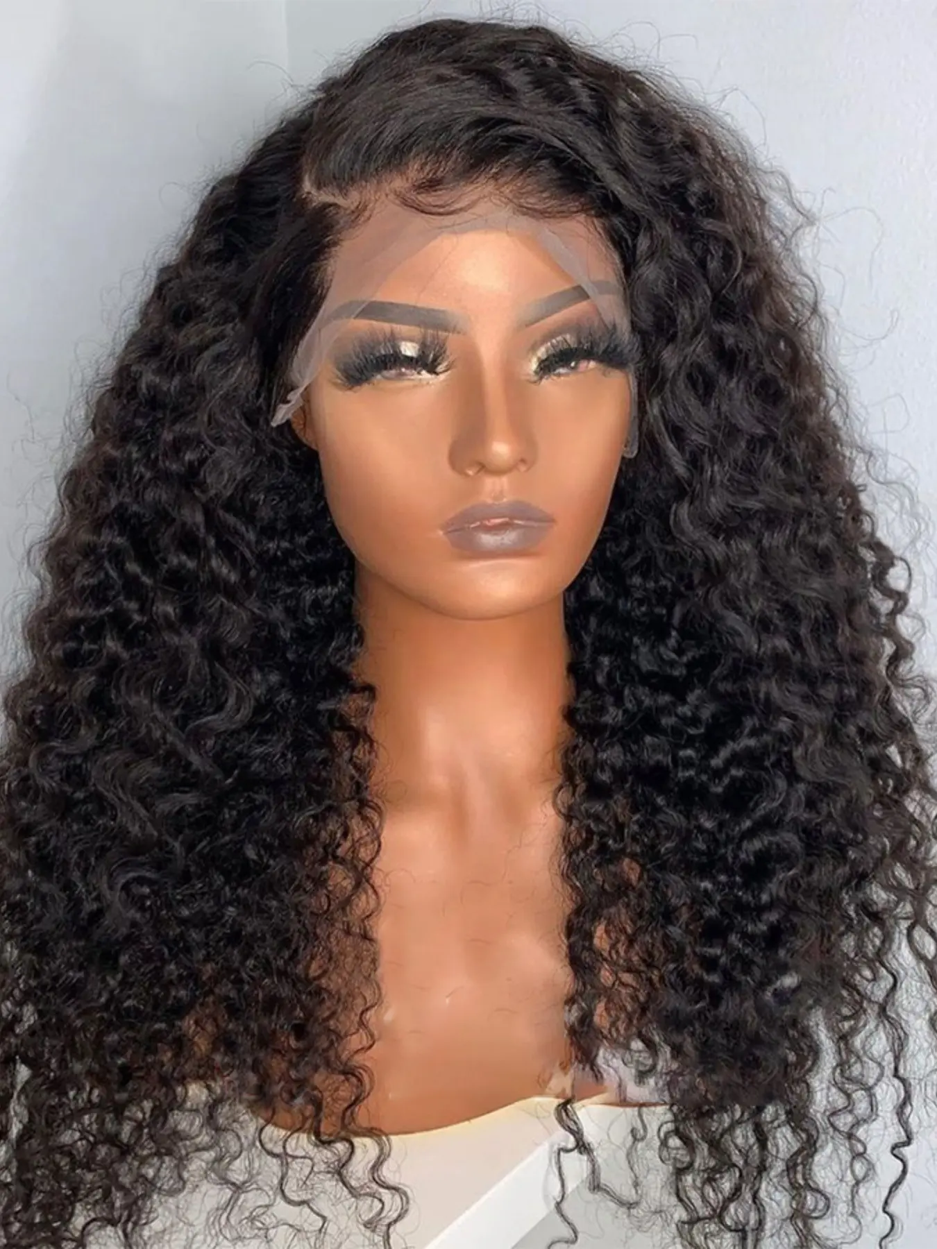 Soft Long 26 Inch 180 Density Black Kinky Curly Deep 13x4 Front Lace Wig, Glueless  Pre-Plucked Heat Resistant Daily Wear Wig