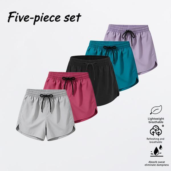 5-Pack European/American Running Shorts — Quick-Dry, Breathable, Non-Clammy Moisture-Wicking; Sports/Casual Yoga/Beach Shorts for Women; Ideal for Marathon; No Pockets 5-Pack European/American Running Shorts — Quick-Dry, Breathable, Non-Clammy Moisture-Wicking; Sports/Casual Yoga/Beach Shorts for Women; Ideal for Marathon; No Pockets
