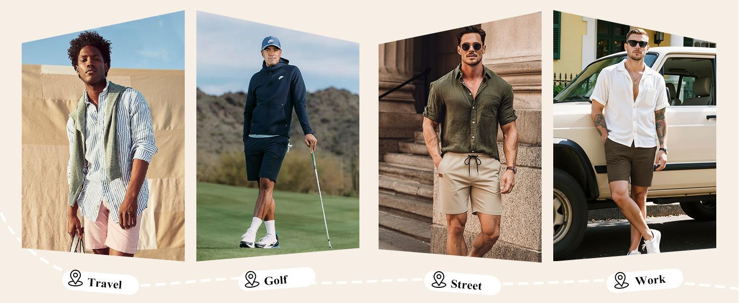 Good osierds Men's Casual Chino Shorts 9" Inseam Cotton Drawstring Summer Beach Shorts Comfy Elastic Waist Daily Loungewear Essential with Pockets