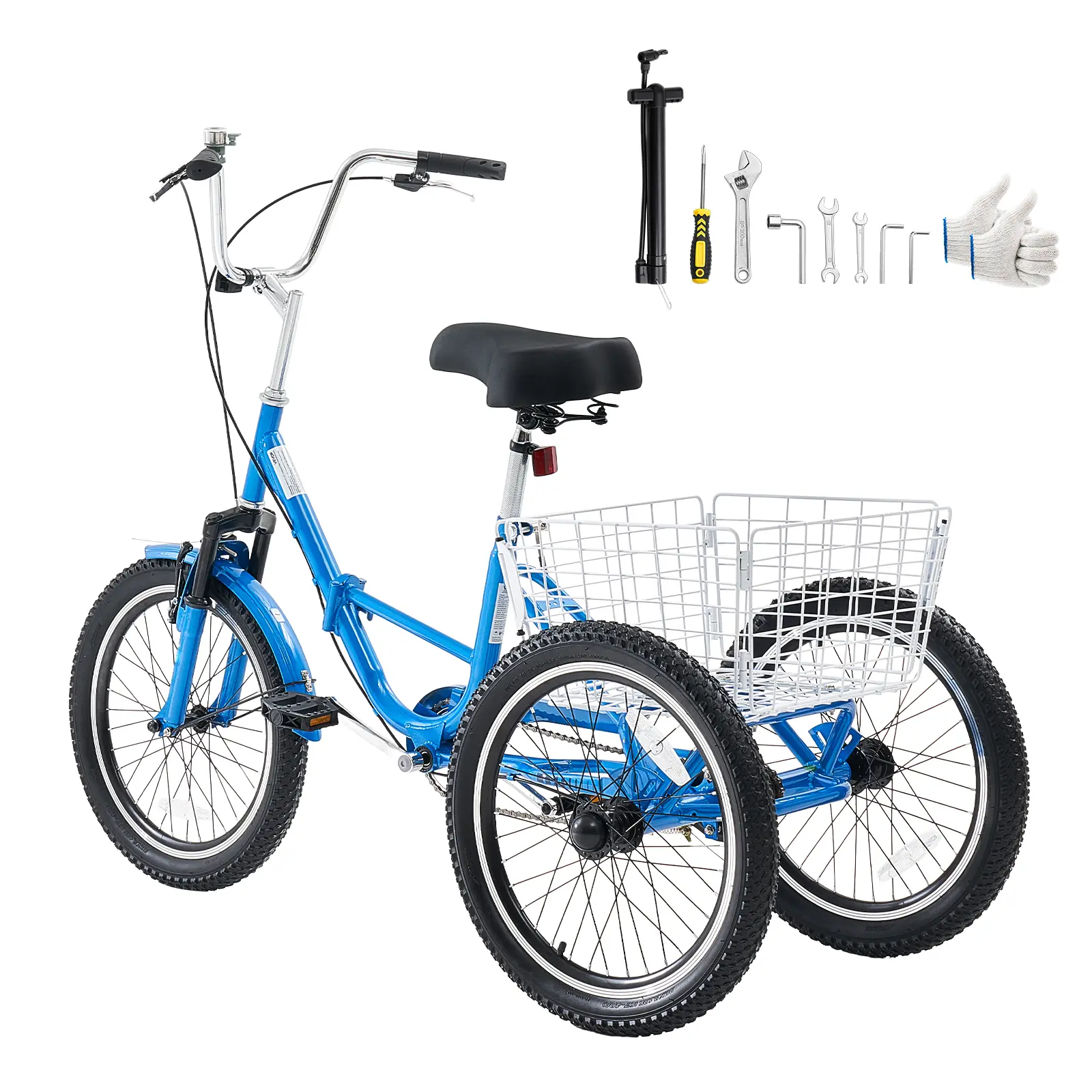 Folding Adult Tricycle 20 inch 3 Wheel Foldable Trikes for Adult, Cruiser Bike with Cargo Basket, Adjustable Seat, and Double-Wall Wheel Rims, Shopping Picnic Tricycles for Women, Men, Seniors