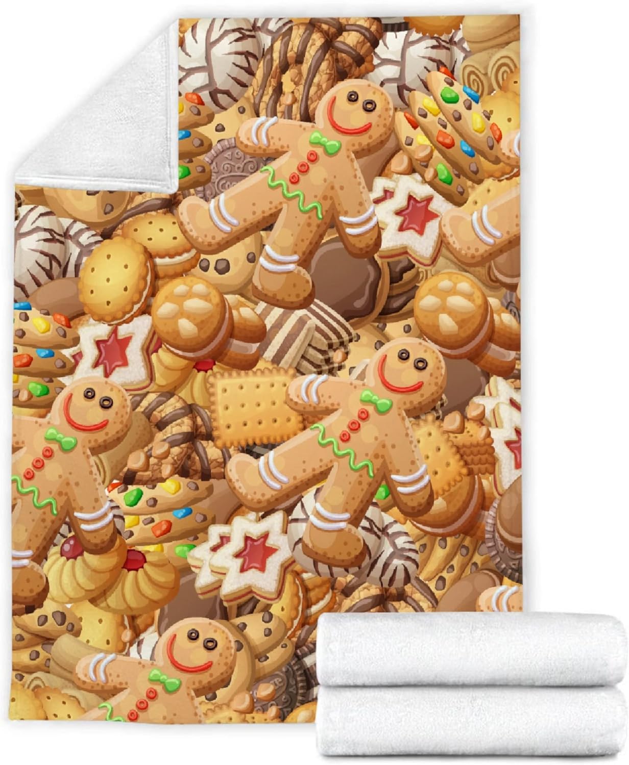 Dessert Gingerbread Man Blanket Flannel Throw Lightweight Super Soft Cozy Luxury Family Bed Blanket Birthday Gift Microfiber