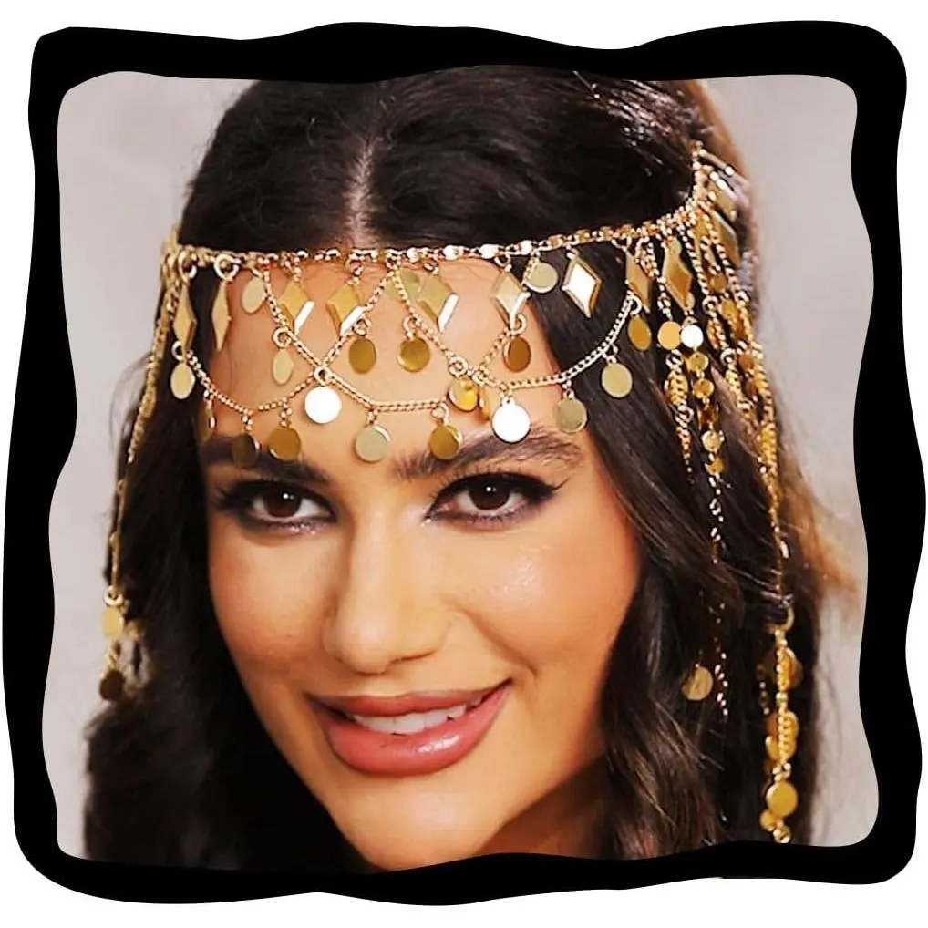 Chain  Egyptian Headpiece Dance Headband for Women | Sequin Tassel Forehead  Pieces  Dancer Goddess Hair Chains  Festival Costume Hair Accessories