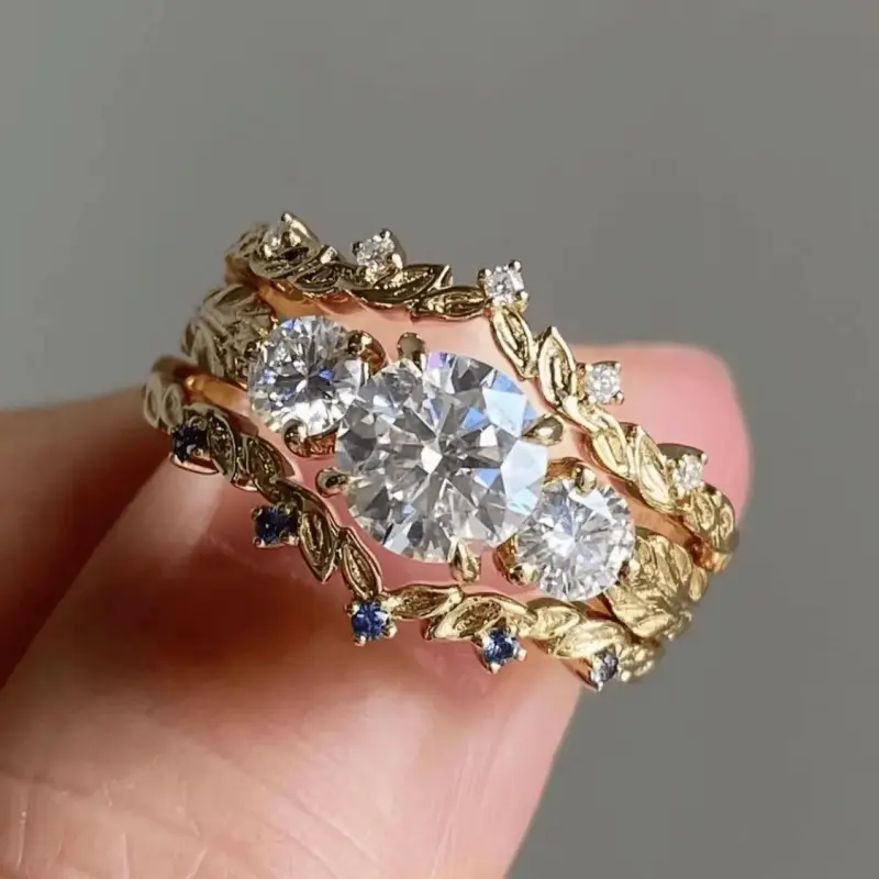 Women's 3pcs Stackable Zinc Alloy Rings Set - Cubic Zirconia Sparkling Stones, Marquise Cut Birthstone, Casual Layered Look Female Jewelry Stack for Everyday Wear, Women's Fashion Accessory, Ring Stack, Stacked Rings