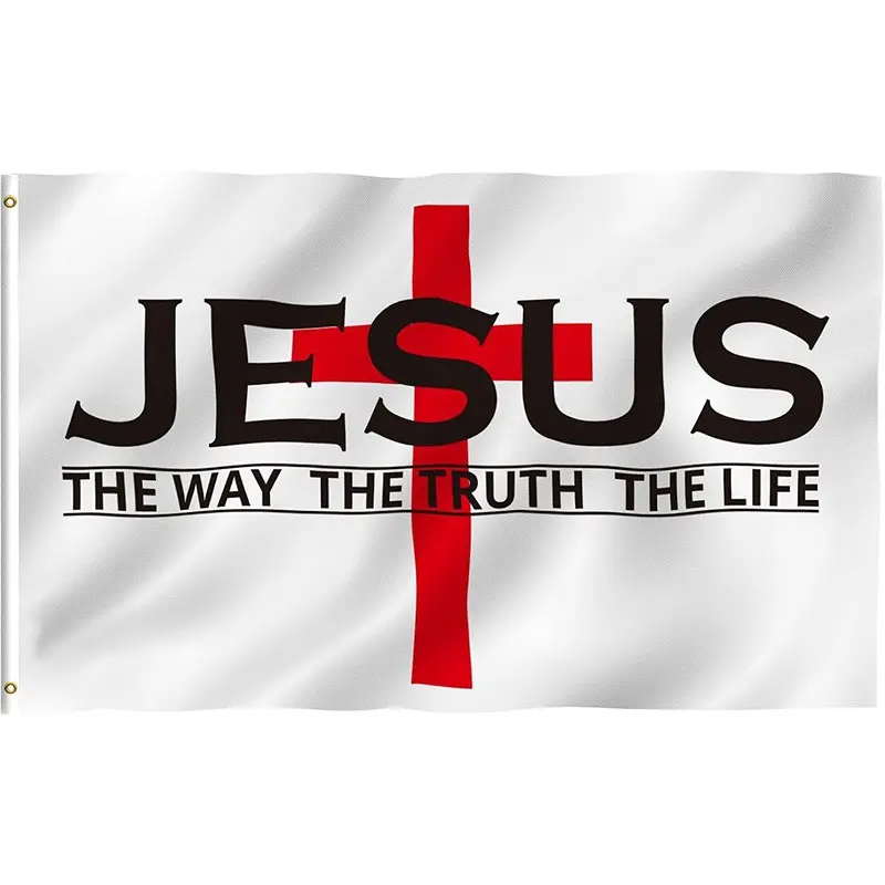 2D Flat Banner 1pc, Jesus Is the Way Truth Life Flag, Vibrant Christian Flag, Polyester Material, No Power Required, Zs