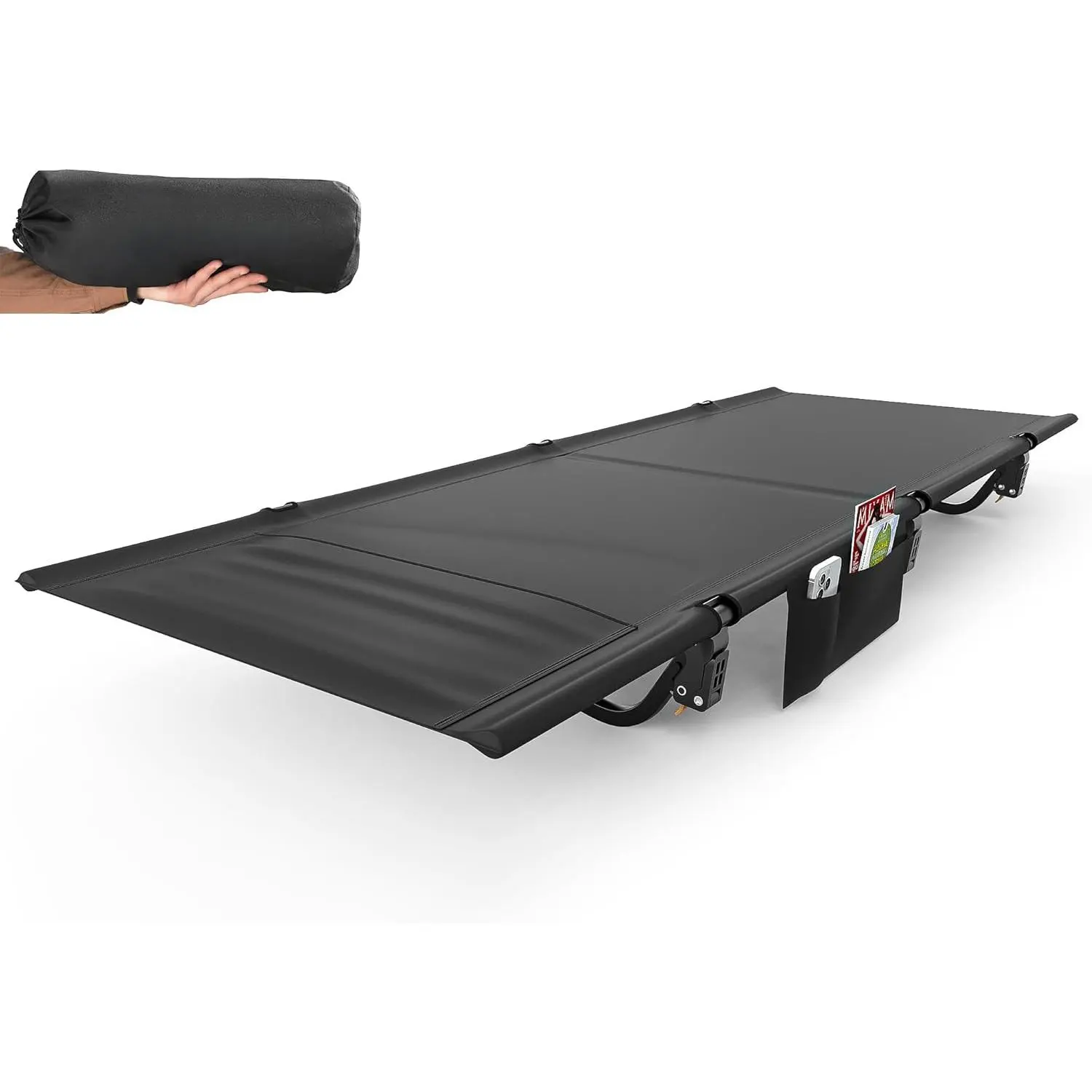 Ultralight Camping Cot  Adults - Portable Folding Camping Bed, Supports 350 lbs - Lightweight  Travel, Camping, Hiking, Backpacking, Mountaineering, Black