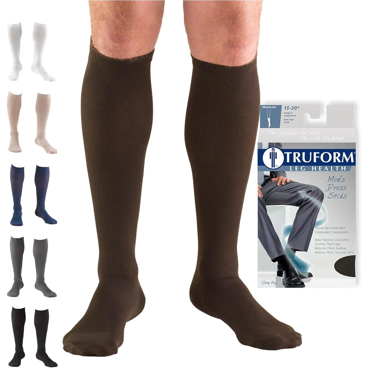outdoor sports Truform Medical Compression Socks, Knee High Length, Over the Calf Fit| Men's Dress Sock Style, Class II Medical Device, Highest mmHg Support without a Prescription