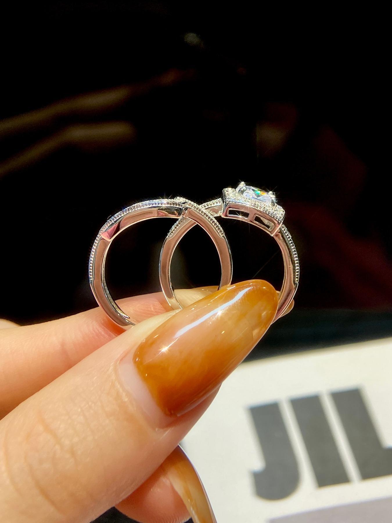 925 Sterling Silver Princess Cut Ring Set, Elegant Jewelry for Women, Fashion Jewelry for Party, Daily Clothing Decor, Trendy All-match & Exquisite Jewelry for Birthday Gift, Bridal Ring Sets, Engagement Rings