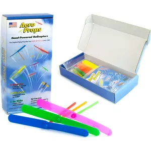 The Original Aero Props - Flying Helicopter Prop Hand Spinner - Plastic Spin Copter Dragonfly Whirlybird STEM Toy - Made in The USA - Fun for All Ages - Multi Color - 10 Pack