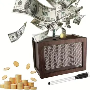 Wooden Savings Box with Counting Target, $5000 Savings Challenge Box, Money Saver Box 5k Smash, Wooden Digital Save Piggy Bank for Adults Kids, Cash Vault Wooden Savings Best Christmas Gift, Birthday Gift, Bedroom Decor, Back-To-School Gift