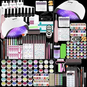 Acrylic Nail Kit,Professional Multicolor Acrylic Nails Powder Nail Starter Kit Decoration Tools with Everything UV Light