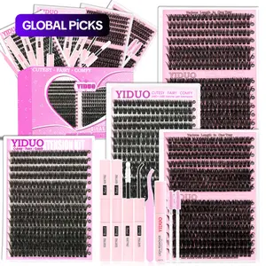 4-Style Lash Clusters Kit, 798pcs/set 10 to 18 mm D-Curl Volume Lashes Eyelash Extensions 60D/80D/100D/150D with Lash Bond and Seal, Remover, Tweezers and Brushes for Easy DIY at Home