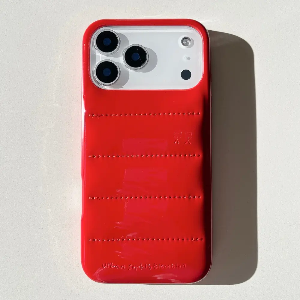Trendy Solid Color Down Jacket Phone Case - Shockproof Anti-Drop Protection Cover, Casing Accessory Compatible with iPhone 14,15,16,17 Pro Max, Smartphone, Handheld