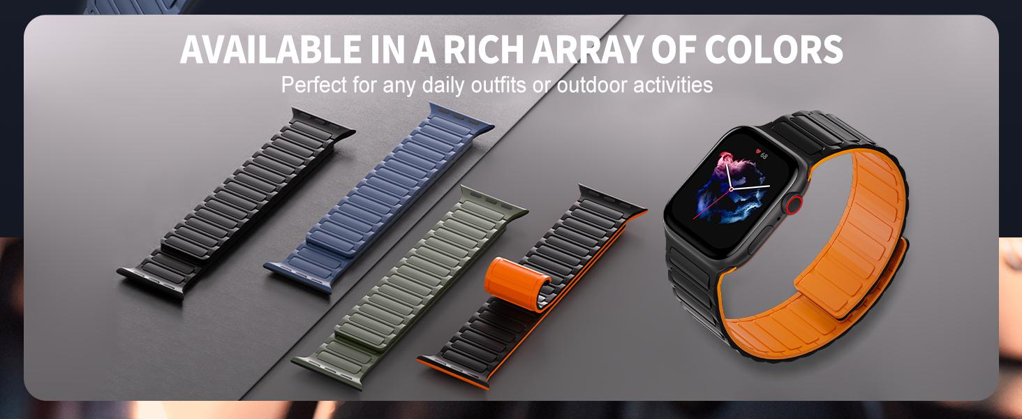 Magnetic Loop Silicone Apple Watch Band – Adjustable Stretch Strap Compatible with 38–49mm Ultra 2, SE & Series 3–9, Soft Lightweight Breathable Wristband for Fitness, Daily Wear & Gift