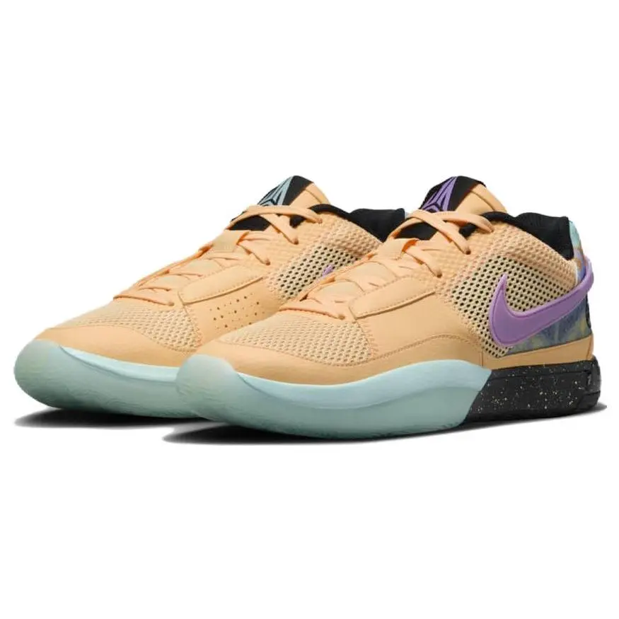 Nike Ja 1 EYBL Basketball Shoes for Men – Asymmetrical Yellow and Purple, Cushioned, Durable, Breathable, Low-Top Verifiable, with credentials and supporting global authentication