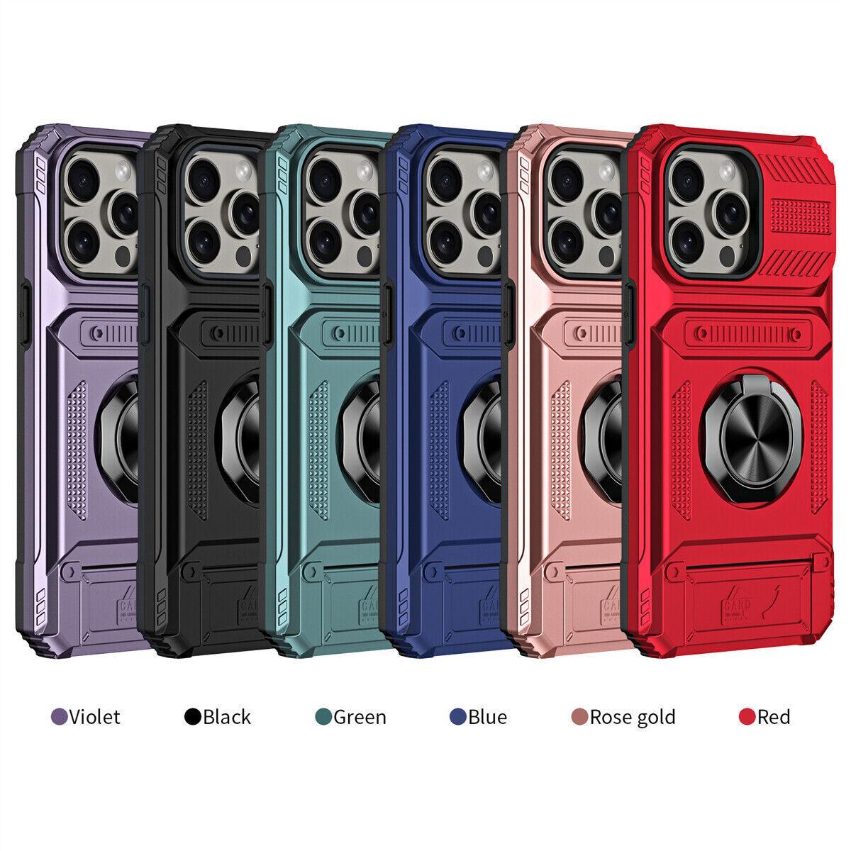 【Freeship】Hybrid Shockproof Magnetic Ring Case Card Slot for iPhone 16 15 Pro max 14 13