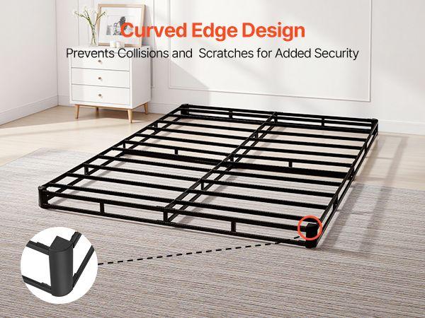 VEVOR Box Spring, Queen Size Bed Frame with Washable Fabric Cloth, Heavy Duty Metal Frame for Queen Bed, 4 in Mattress Foundation, 3500 lbs Max Weight Capacity, Easy Assembly, 79.1 L x 59.4 W x 4 H in