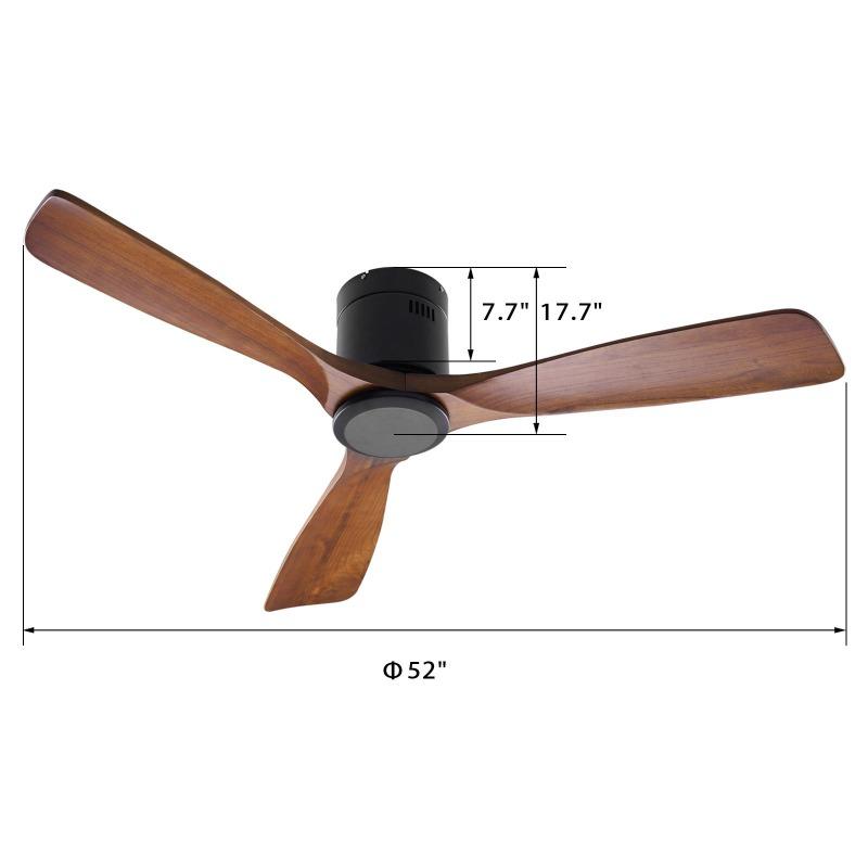 FUFU&GAGA 52" 3-Blade Wood Ceiling Fan with Remote Control and Timing, Brown Modern