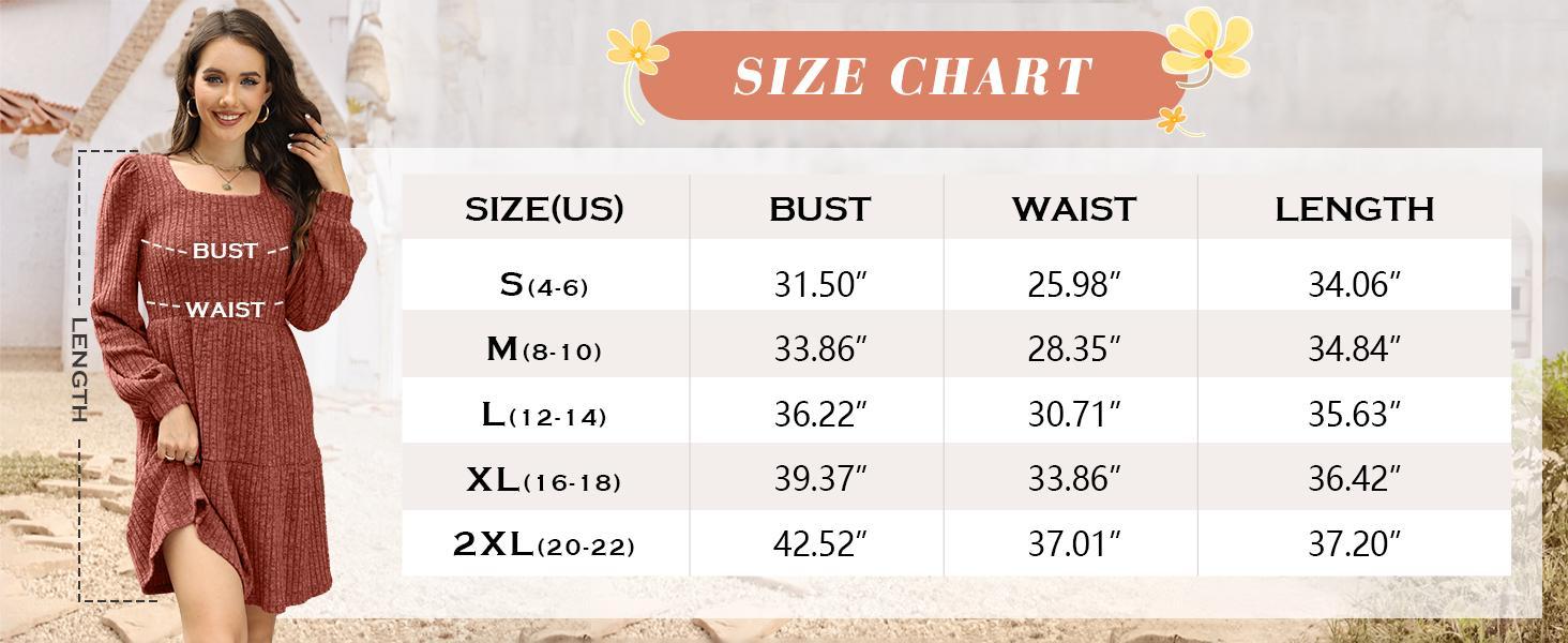 WIHOLL Womens Square Neck Long Sleeve Fall Dresses Casual Babydoll Sweater Dress WIHOLL Womens Square Neck Long Sleeve Fall Dresses Casual Babydoll Sweater Dress