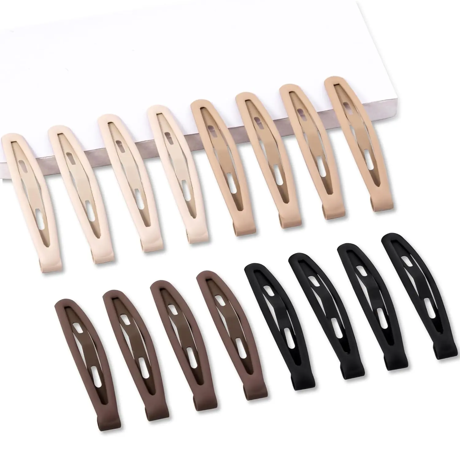Women's 16 PCS Fashion Non-Slip Metal Snap Hair Clips, Barrettes for Thick & Thin Fine Hair, Matte Black Brown Beige, 2.36 x 0.43 Inches for Everyday Use