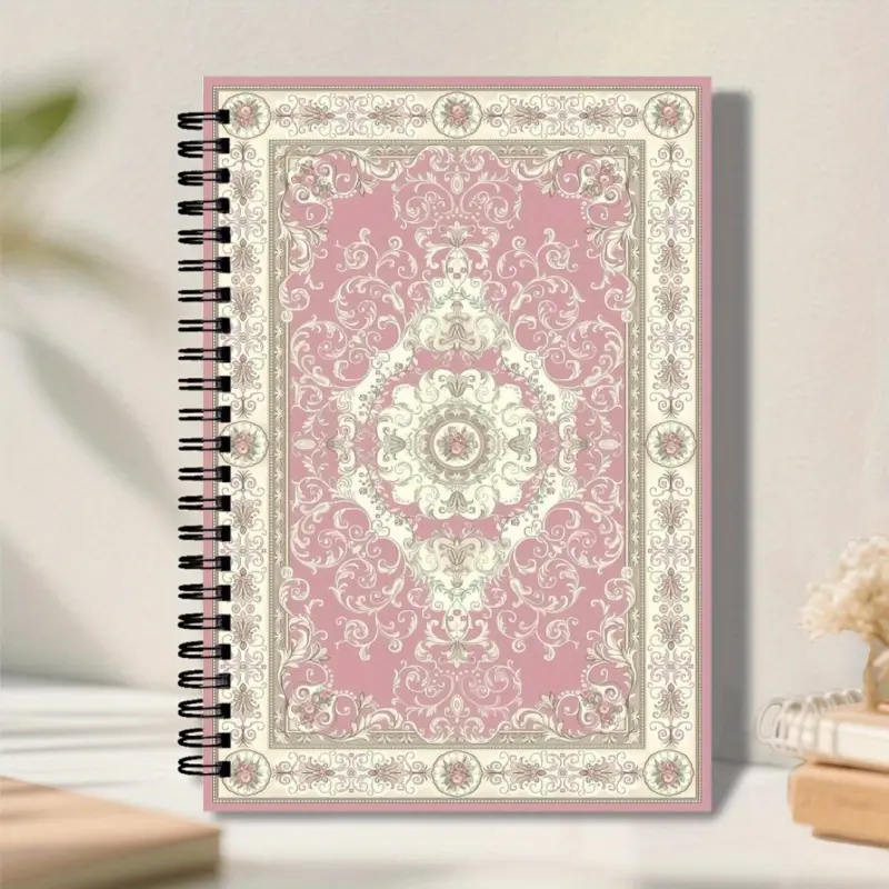 Elegant Pink Spiral Notebook - 13.97 x 21.08 cm college-ruled notebook with a beautiful mandala design, durable cover and spiral binding, perfect for work, study, or as a gift for friends and family