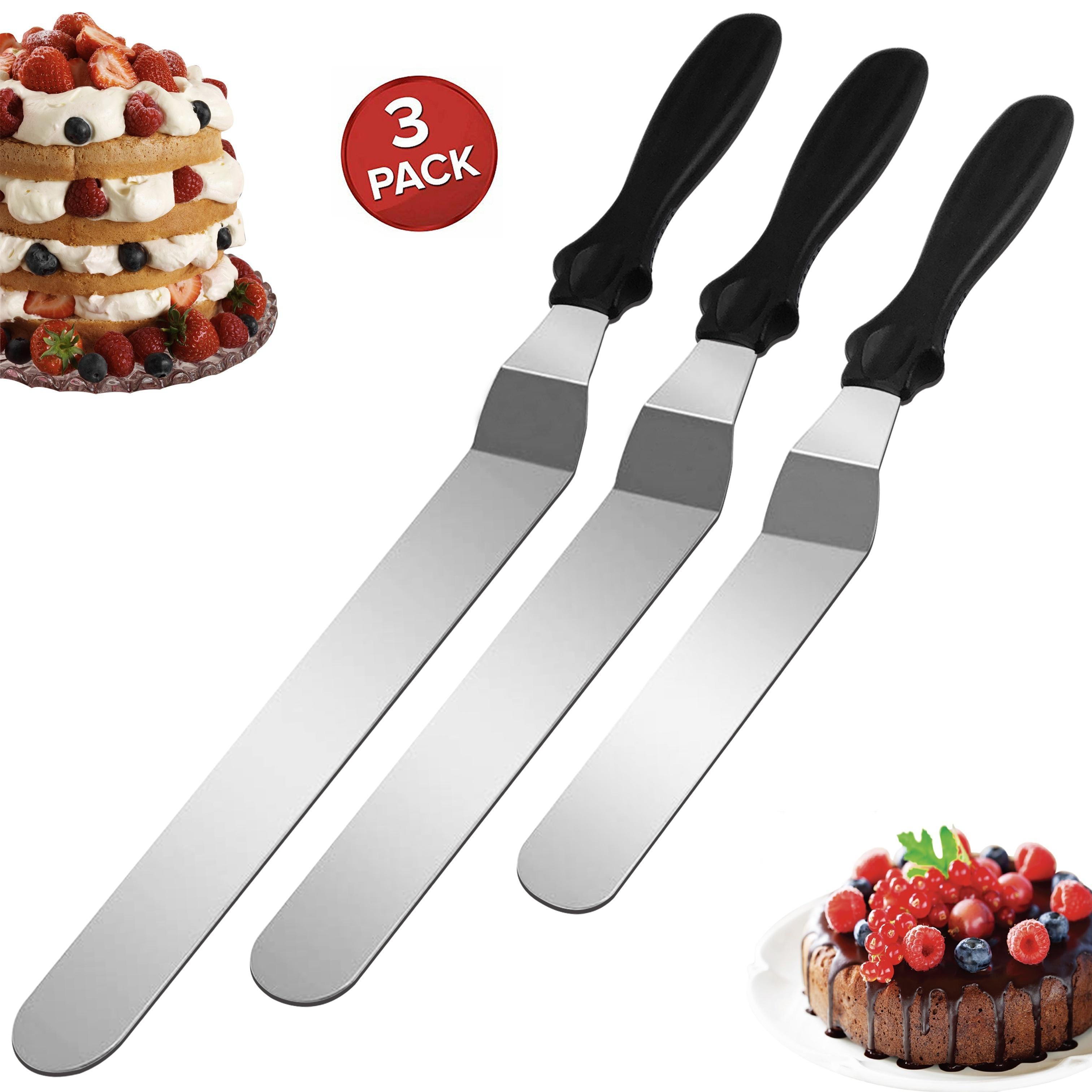 A Set of Three Stainless Steel Cake Smoothing Tools in 15.24/20.32/25.4 cm for Neutral Cakes, Commonly Used Baking Decoration Tools, Kitchen Spatulas for Spreading Batter, Versatile Kitchen Utensils, Bestsellers on .