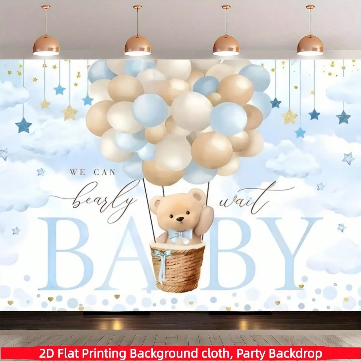 Teddy Bear Pattern Banner Background Cloth, Indoor Outdoor Decoration, Baby Shower Party Props, Photography Backdrop, Polyester Fiber