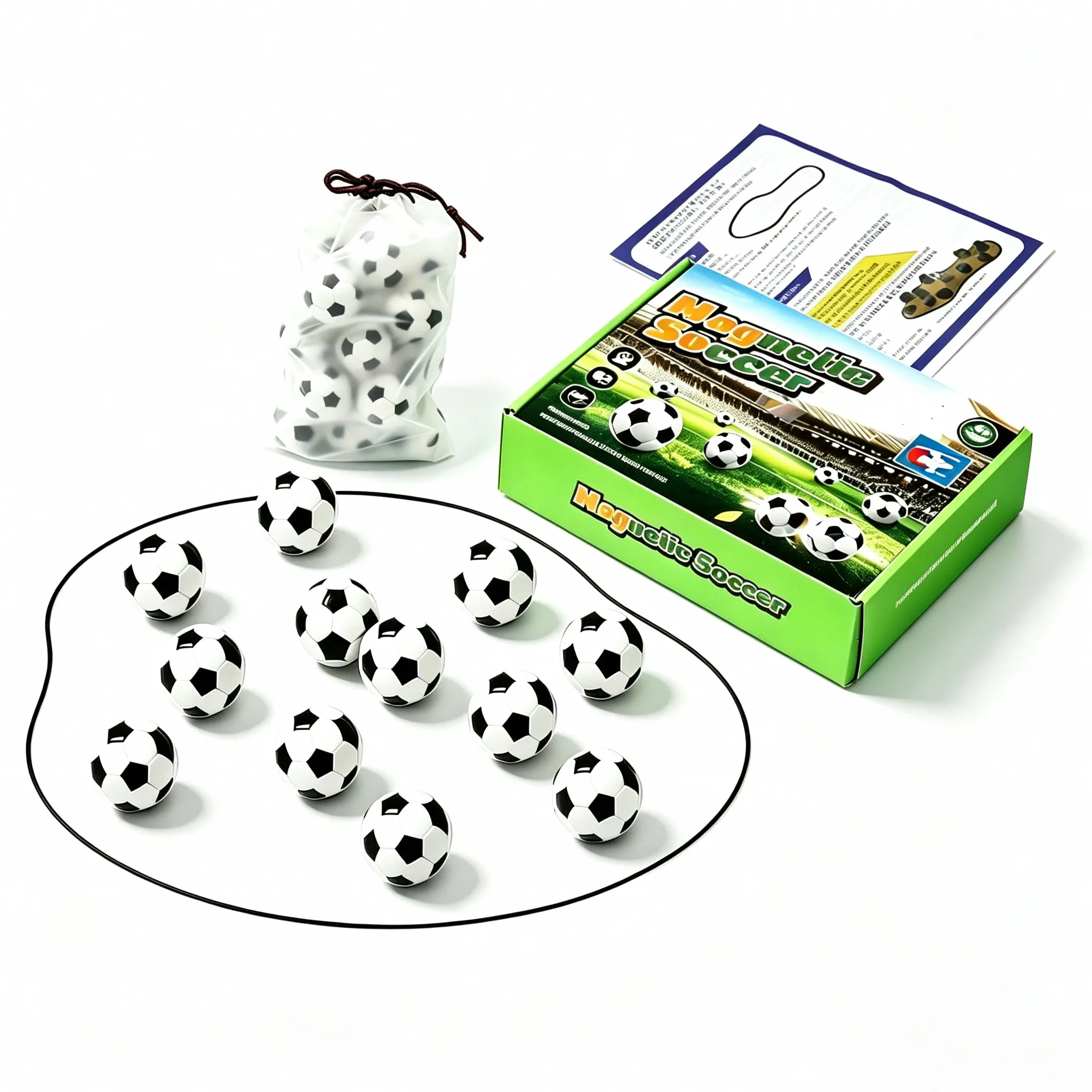 1 Set Magnetic Soccer Ball Tabletop Game, 20Pcs Mini Magnet Football Toy with Storage Bag Rope & Instruction Manual, Interactive Brain Training Party Board Game, Indoor Family Game Night Birthday Christmas Gift for Adults Ages 18+