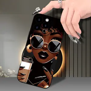 A Creative Black Leather Beautiful Woman Pattern Phone Case for Iphone17/ 16E, 11 Pro Max X XSMAX for Samsung Galaxy S23ULTRA.S25 - Unisex Creative Fashion, Gifts for Friends, Family, Boyfriends, Girlfriends