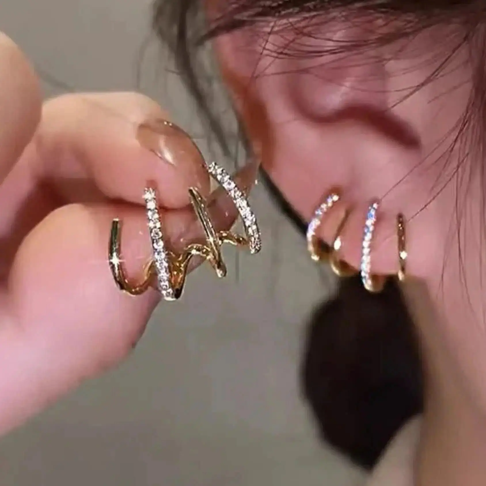 Claw Earrings for Women,  Claw Earrings Cuff Hypoallergenic Subloom Ear Wrap Piercing Stud Earrings Minimalist Trendy Cubic Zirconia Warp Cuff Earrings Dainty Jewelry for Women