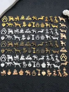 100pcs Mix Antique 5 Color Assorted Dog Charm Alloy Animal Pendant for Jewelry Making Charms DIY Earrings Necklace Supplies Accessories