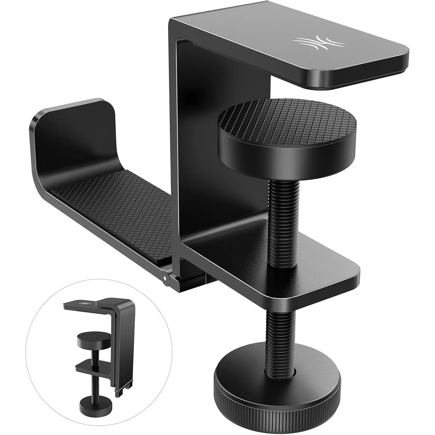 MTL99 Foldable Headphone Stand, Metal Headset Holder Space-Saving Table Hook, Clamp- Under Desk Hanger,  Fit Gaming Headphones Mount, Black