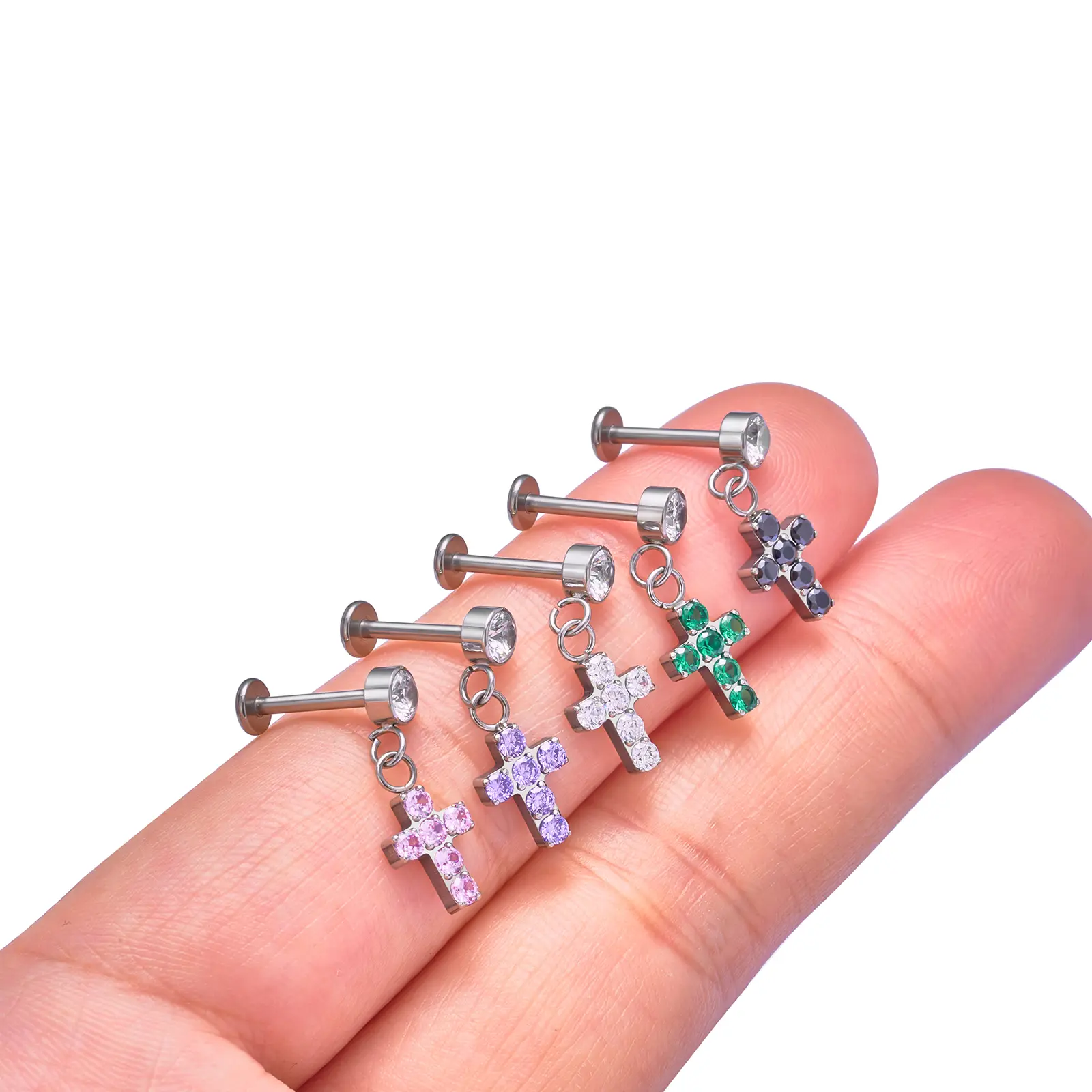 G23 Titanium Cross Stud Earrings - Gothic Y2K Edgy, Minimalist Costume Jewelry for Women